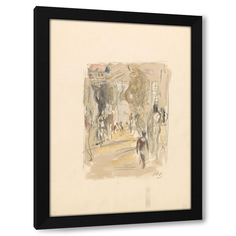 Marius Bauer 18x24 Black Modern Framed Art Print Titled: Street with Figures in Ceylon (1924-1925)