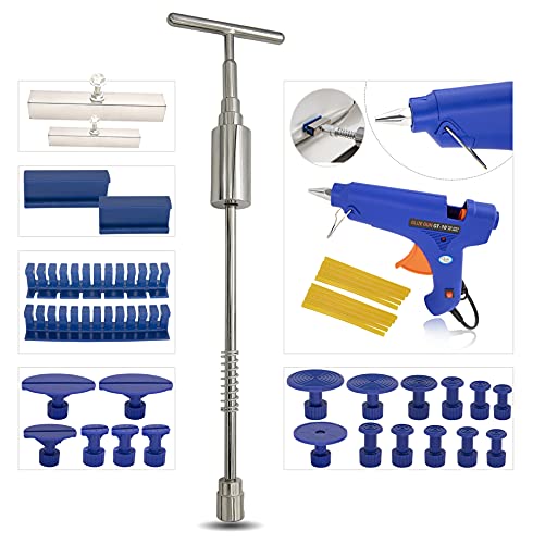 KEYHAO Auto Body Car Dent Pulle Auto Body Repair Tool Kit Dent Remover with T bar Dent Puller and Upgraded Dent Puller Tabs for Car Dent Repair and Metal Surface Dent Removal
