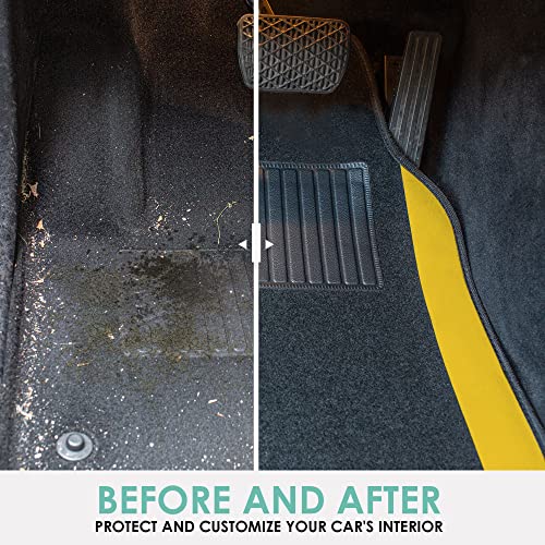 Image of FH Group Universal Fit Premium Carpet Automotive Floor Mats Fits Most Cars, SUVs, and Trucks with Driver Heel Pad, Full Set Yellow
