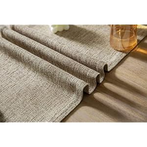 Zeemart burlap style farmhouse table runners 108 inches long beige rustic woven dining table runner for everyday use 14×108 inches oatmeal beige  urban country home decor