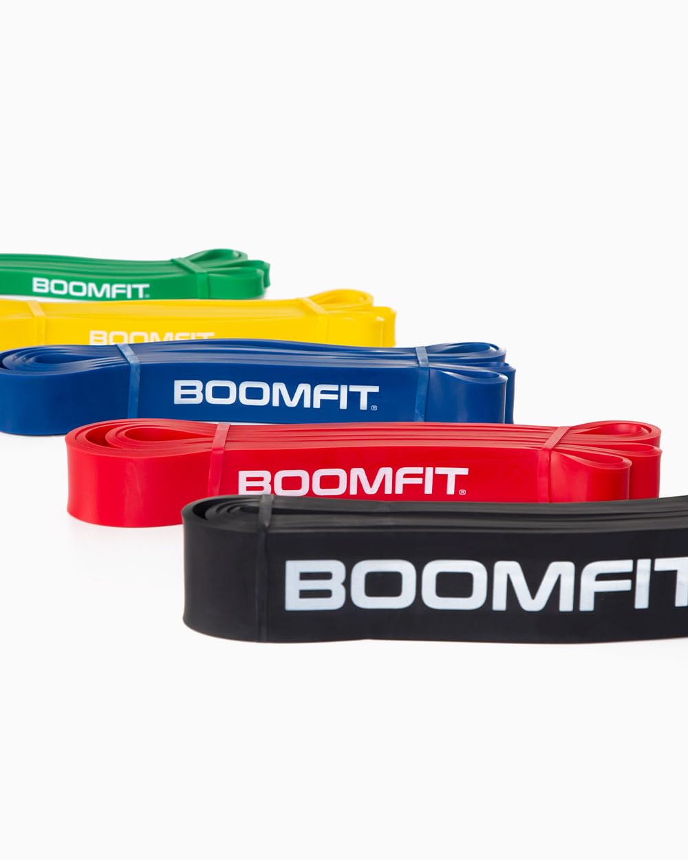 BOOMFIT Elastici Fitness | Banda Elastica Resistenza per Trazioni Pull Up, Elastico Palestra per Allenamento, Calisthenics, CrossFit e Stretching | Fasce Elastiche Fitness in Lattice Naturale