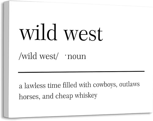 Lienzo enmarcado de definición del salvaje oeste, decoración de pared de 14 x 11 pulgadas, pintura de impresión de vaquero occidental de granja,