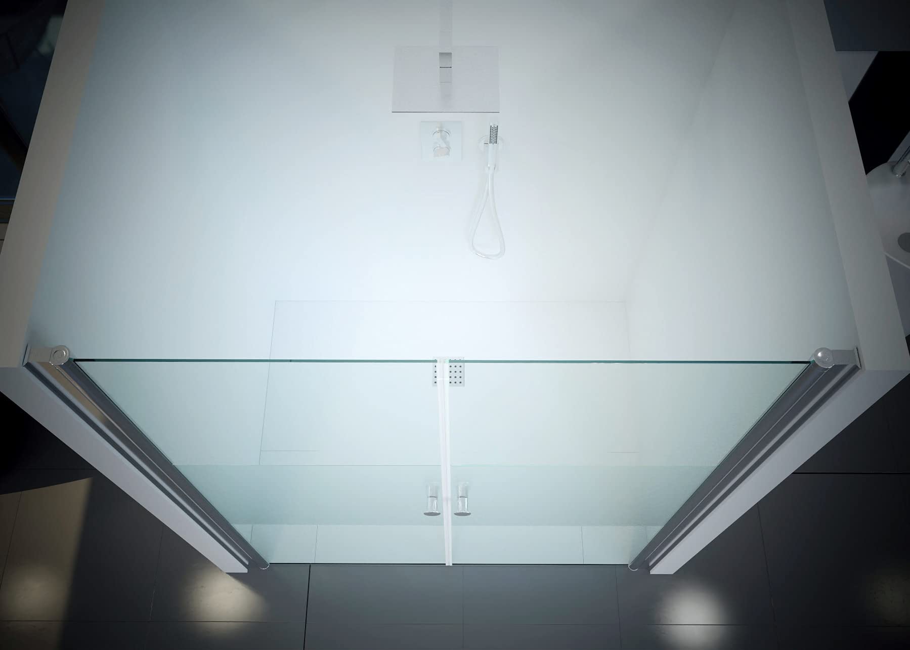 Cabina de ducha satinada, banda central 195 cm x 90 – 95 cm x 6 mm | ESG | Nano
