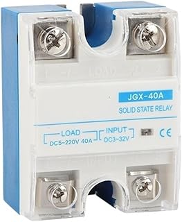 1 relé de estado sólido SSR-10DD 25DD 40DD monofásico de CC a CC, disipador de calor de 32 V CC a 5-220 V CC, 10 A, 25 A, 40 A, DD, blanco, con cubierta(40DD)