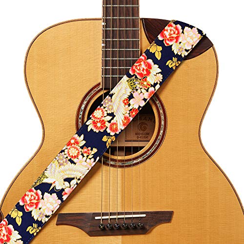 Amumu Peony Crane Sangle de guitare pour guitare acoustique, guitare électrique et basse 5,1 cm de large - Les Beatles, Paul McCartney, John Lennon, RIngo Starr, George Harrison Amumu Peony Crane Sangle de guitare pour guitare acoustique, guitare électrique et basse 5,1 cm de large – Image 6