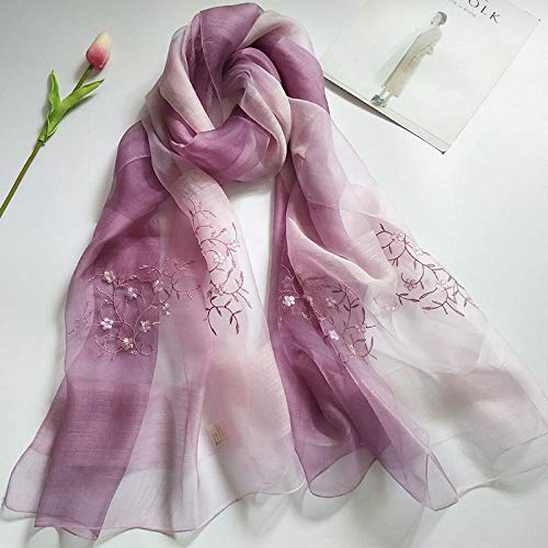 Foulard en soie brodé écharpe de broderie sauvage longue en soie Mulberry naturelle pour femme
