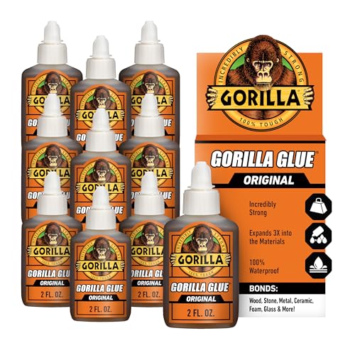 Gorilla Original Glue, Brown, Waterproof Polyurethane Glue, 2 oz (Pack of 10)