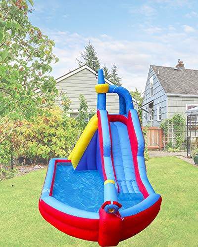 RETRO JUMP Inflatable Pirate Boat Water Slide for Summer Party Climbing Wall Water Park for Kids Birthday Gift, Include Blower, Patch Kits, Stakes, Water Tube, Carry Bag - Thumbnail 6