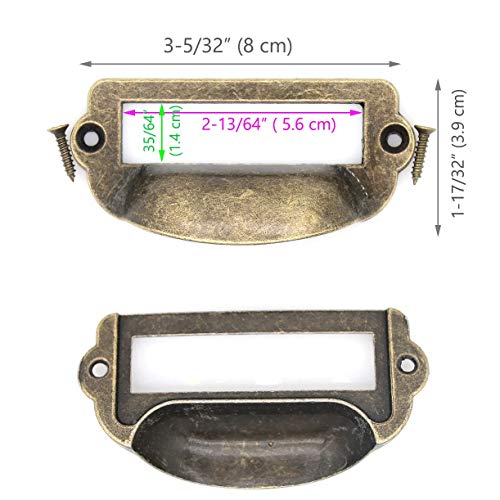 Lxz 8 Pcs Antique Brass Card Holder Drawer Pull/Label Tag Frames For Office Furniture Cupboard Cabinet Drawer File Case #TOP2