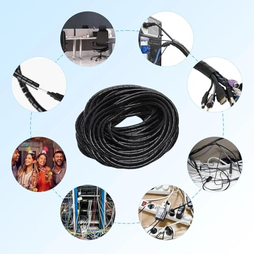 1PCS 20 m Kabelschlauch und 1PCS 15 m Kabelschutzschlauch, Kabelschlauch Schwarz mit 1 Klebeband, Kabel Schlauch, Kabel Verstecken, Kabelkanal Flexibel, Bissfest, Isolierend, DIY-Länge, für TV/PC
