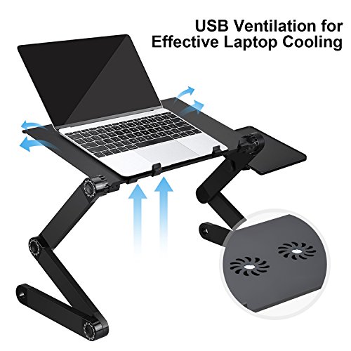 Cozy Desk Portable Laptop Stand for Computer,ORAF Cool Desk Portable Adjustable Aluminum Laptop Stand/Desk/Table TV Bed Table with Cooling Fans Mouse Pad Mount-Notebook-MacBook-Light Weight
