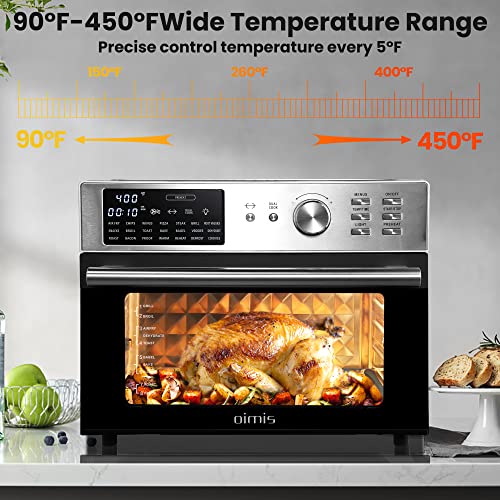 Air Fryer Oven Oimis,32Qt X-Large Air Fryer Toaster Oven Stainless Steel Air Fryer Rotisserie Oven Combo 21 In 1 Countertop Oven Dual Cook Patented Dual Air Duct System With 7 Accessories 52 Recipes&Manual 1800W #TOP4