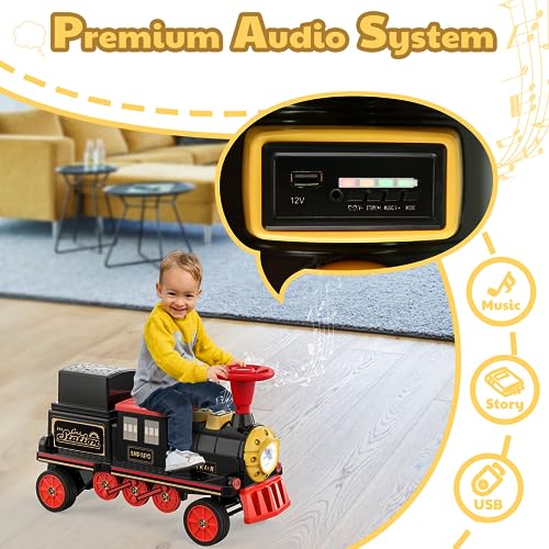 image for ANPABO 2-Seater Ride On Train Trackless, 12V Ride On Toy with Height-A