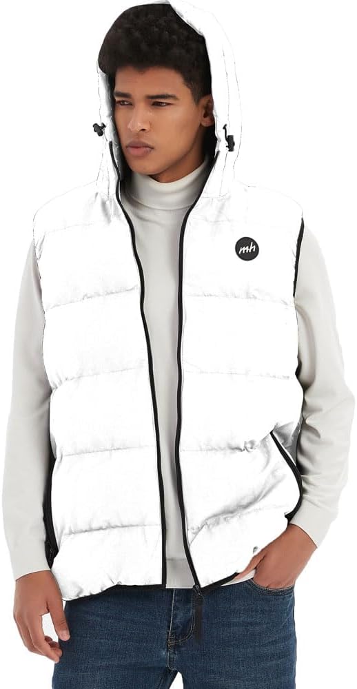 MADHERO Men's Puffer Vest with Hood Water-Resistant Puffy Vests Outerwear Sleeveless Jacket