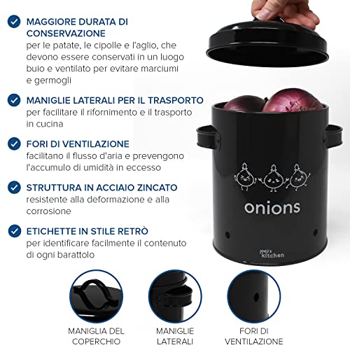 Porta cipolla e porta patate in acciaio color nero...