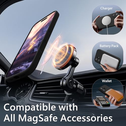 Image of FireNova Magnetic for iPhone 17 Case, Compatible with MagSafe, [Integrated Silicone Camera Control Button] [Camera Protection] Anti-Scratch Microfiber Lining Phone Case, 6.3 inch, Black