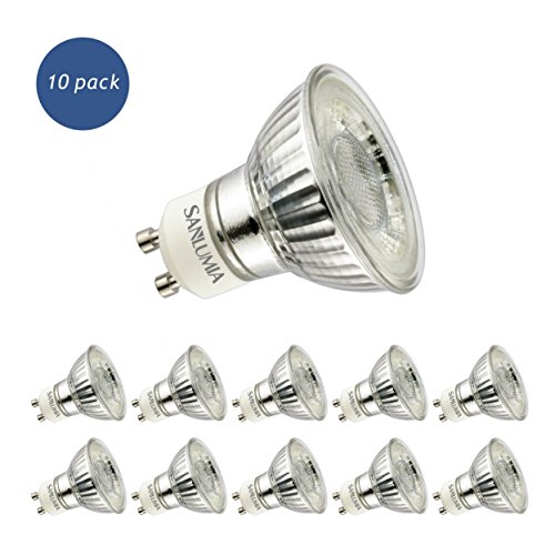 10 X Sanlumia 5W GU10 LED Super Bright Spotlight Bulb 400lm 38 Beam Angle Non Dimmable 50W Halogen Equivalen Cool White 6400K