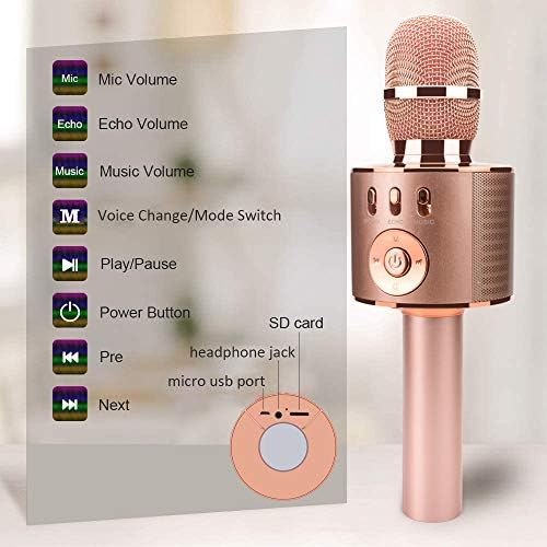 Cocopa Karaoke Microphone for Kids Adults Wireless Bluetooth Microphones  with LED Light Portable Karaoke Machine for Singing Toys Gifts for 6 7 Year  Old Girls Ages 5-12 Boy Gift for 5 Years Old : Musical Instruments