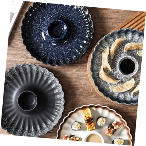 Plato de cerámica redondo para sushi y dip estilo japonés miniatura 7