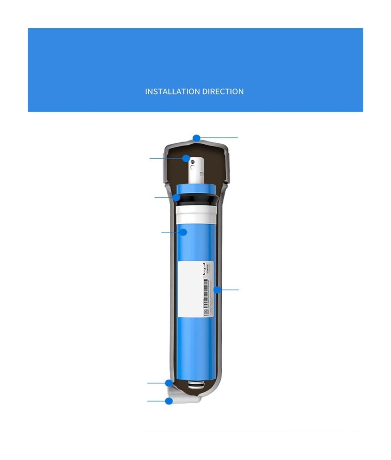 Membrana de ósmosis inversa for purificador de agua, accesorios de filtro for máquina de agua pura, membrana de ósmosis inversa doméstica Debajo del fregadero