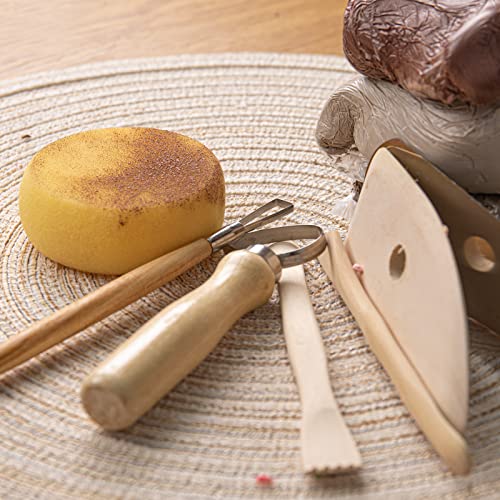 KACOLA Pottery Tool Kit, 17pcs Polymer Clay Tools, Modeling Clay Sculpting Tools Kit, Ceramics Tools, Trimming, Embossing Pattern, Smooth Wooden Handles - Image 7