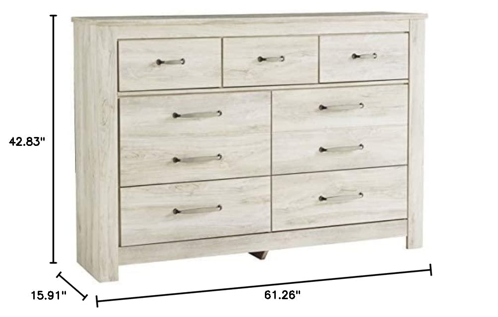 Signature Design by Ashley Bellaby Farmhouse 7 Drawer Dresser, Whitewash