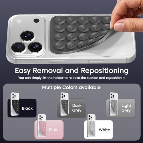 Image of Sounce Suction Phone Case, Phone Suction Sticker, for Hands-Free Mobile Accessory Holder Grip, Video Phone Accessory Compatible Mirror, Shower (Dark Grey)