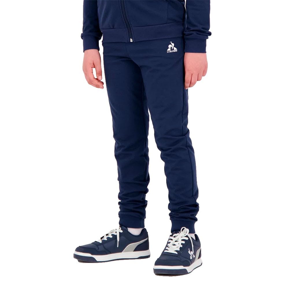 Le Coq Sportif - ESS Slim Pant N°1 Kids - Dwustronne spodnie joggingowe Slim Fit Bawełna Poliester 300gr - Elastyczny pasek z logo Sitodruk - 10 lat - Niebieskie światło