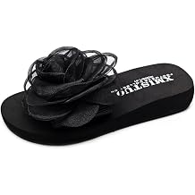 KUUTGG Summer Flower Flat Slide Sandals For Womens Open Toe Slip On Comfy Low Heel Fashion Dressy Beach Slippers