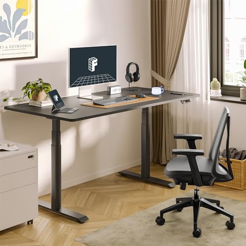 Image of FLEXISPOT E6 Pro Dual Motor Electric Standing Desk, Organic Modern Oval Leg Design, 3-Stage Height Adjustable Sit Stand Desk with Heavy Duty 330lbs, 48 inch x 30 inch Black Desktop, Black Frame