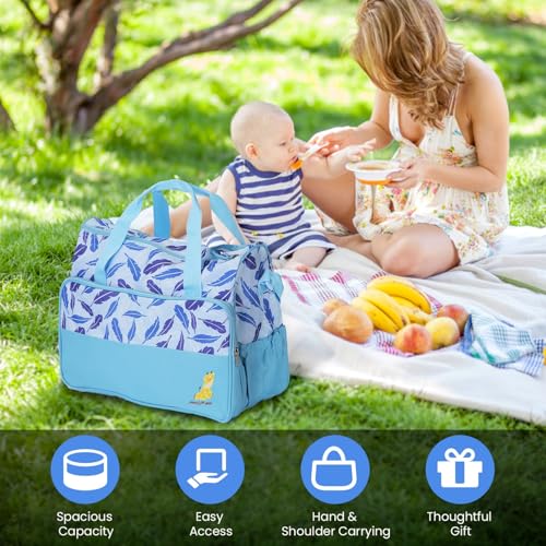 Image of Moclever 5Pcs Baby Nappy Diaper Bags Set-Baby Bags for Mom,Waterproof Maternity Bags with Bottle Bag,Food Bag&Changing Pad For Mom Dad