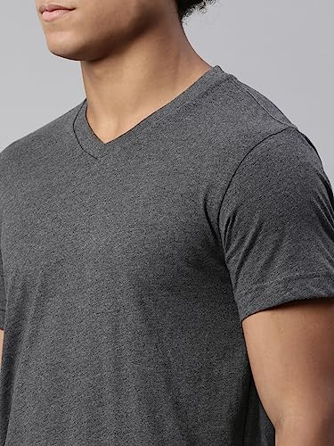 Image of Levi's Men Premium Soft Cotton Loose 026 Solid T-Shirt - V Neck, Short Sleeves with Side Branding (Pack of 1)