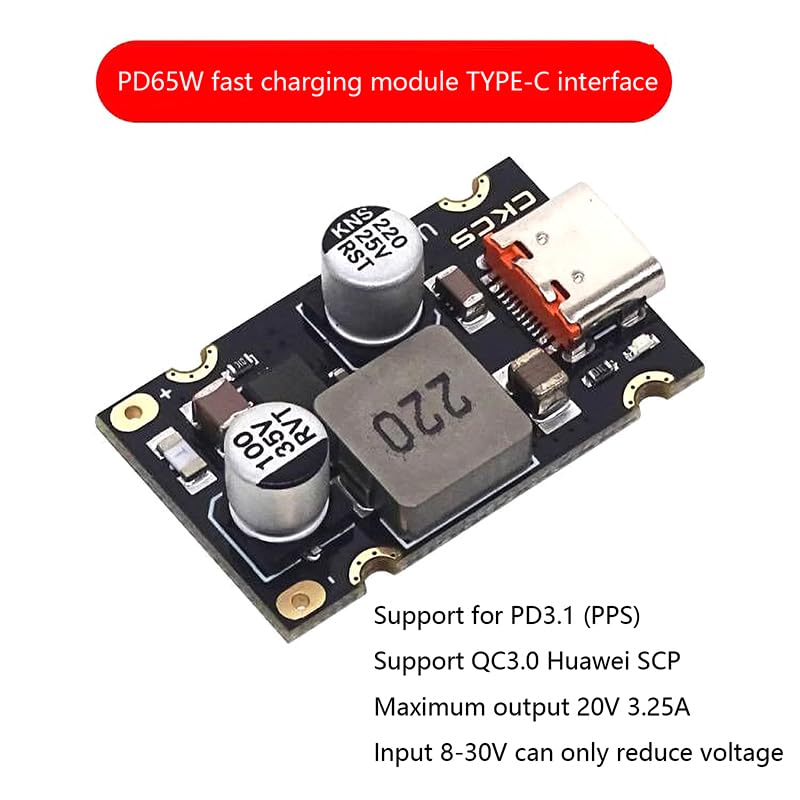 Image of 65W USB Type-C Fast Charging Module, DC 8-30V Input, PD3.1 PPS QC3.0 Compatible, Maximum Output 20V 3.25A, Huawei SCP Support