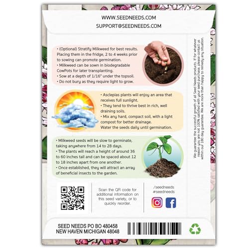Image of Seed Needs Pink Swamp Milkweed Seeds for Monarch Butterflies 1 Pack