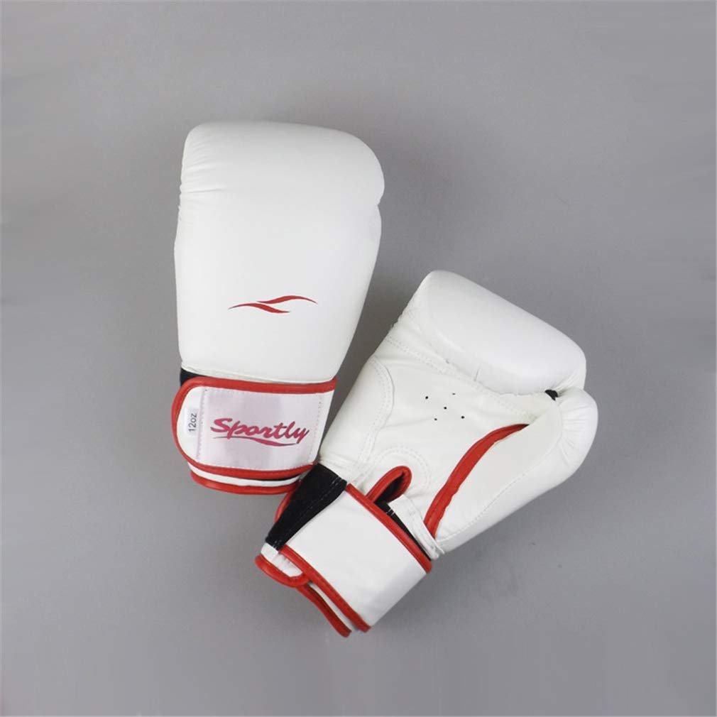 Guanti Pugilato Guanti in Pelle Tailandese Sparring Guanti di Perforazione del MMA Pelle Infuso Gel di Formazione per Sparring Bende Sparring Guanti per Punch Bag,Bianca