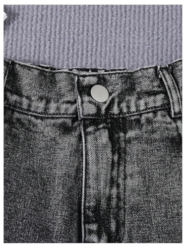 Image of Floerns Girl's Ripped Raw Hem Elastic Waist Straight Leg Denim Shorts with Pockets