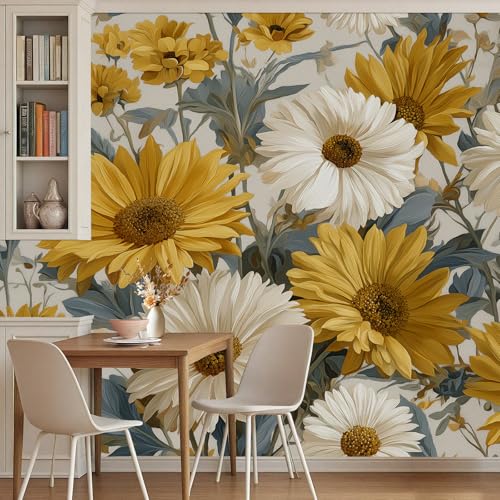 Papier peint panoramique motif fleur pour masquer un mur - 4