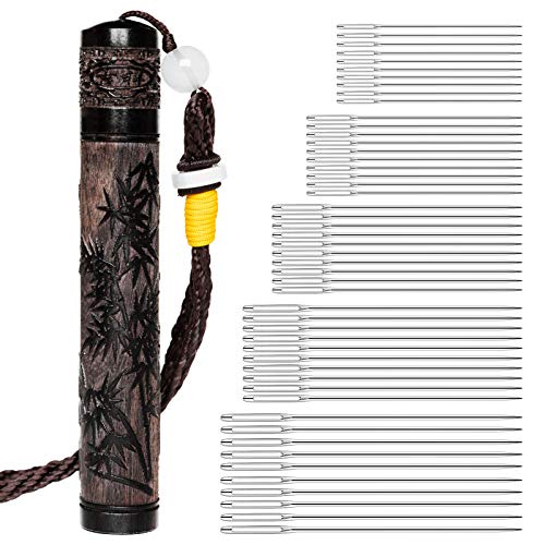 Sewing Needle Hand Embroidery Needles 5 Varieties Large Eye Stitching Needles (50 PCS) with 1 Lanyard Needle Case