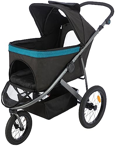 TRIXIE Hundebuggy, Wagen für Hunde, 60 × 112 × 120 cm, 12,5 kg, schwarz/Petrol bis zu 20 kg belastbar - 28960