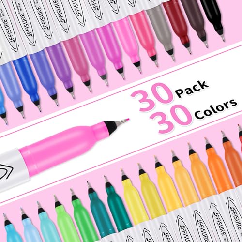Image of Permanent Markers, Ultra Fine Point Markers Set, 30 Assorted Colors Work on Wood, Plastic, Paper, Metal, Stone, Glass for the Artist、Kids、Adult, 30 Count