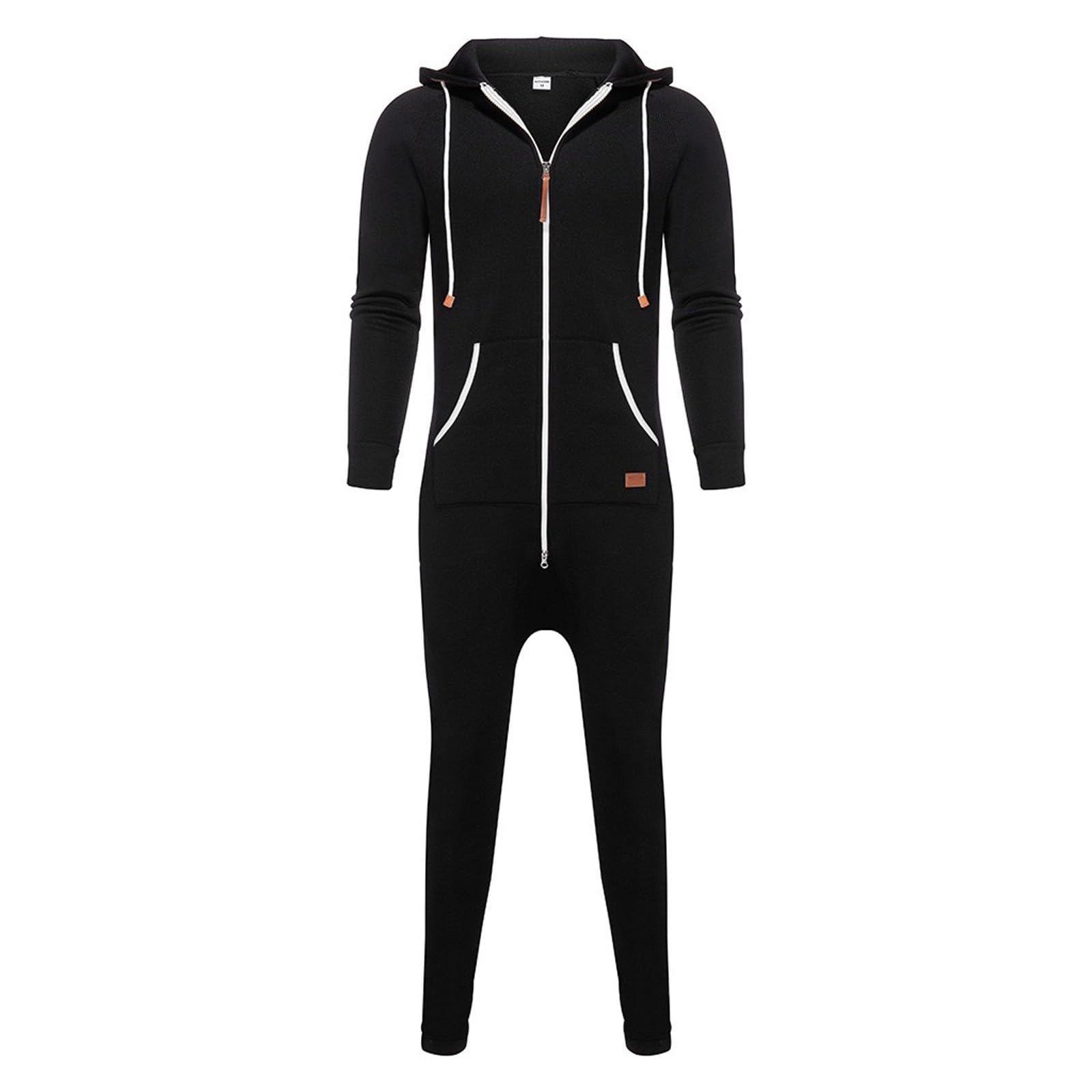 Mono de hombre Pijama Mono con Capucha con Cremallera Impreso Camuflaje Mono Manga Larga de Polar Onesie de una pieza de invierno cálido