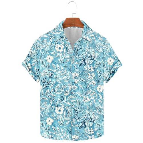 Men's Tropical Hawaiian Shirt Short Sleeve Palm Tree Print Aloha Beach Vacation Button Down Shirt3