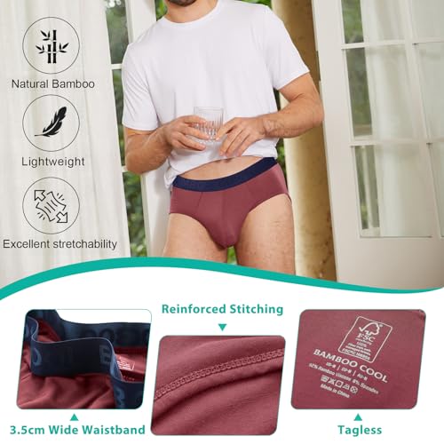 Men's Tagless Briefs Coverd Waistband Comfort Soft Underwear with Contour Pouch Breathable Underpants, Multipacks2