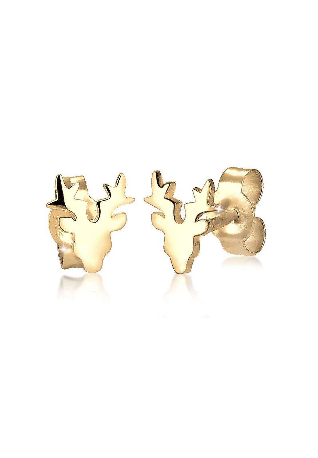 Elli Earrings Ladies Deer Motif Playful in 925 Sterling Silver Gold-plated