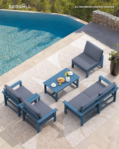 Image of SERWALL HDPE Outdoor Patio Furniture Set with Coffee Table