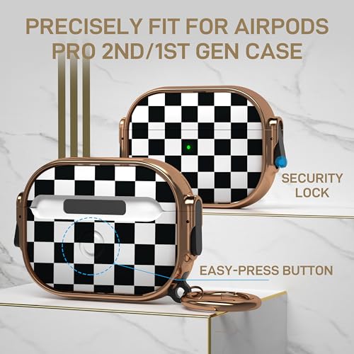 Image of Maxjoy for AirPods Pro 2nd /1st Generation Case with Lock, Cute AirPods Pro 2 Case Lock Protective Hard AirPod Pro Cover for Women Men with Keychain Clip for Airpod Pro (2023 /2022 /2019)