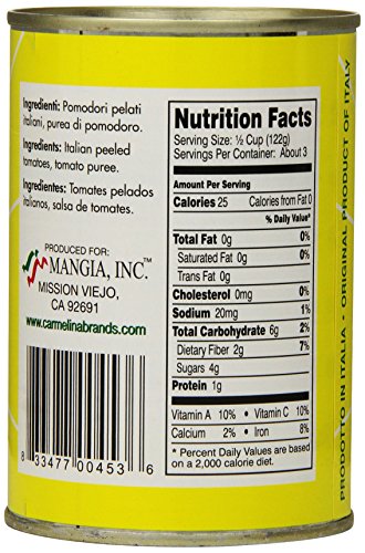 Carmelina 'e…San Marzano Italian Whole Peeled Tomatoes in Puree, 14.28 ounce (Pack of 12)