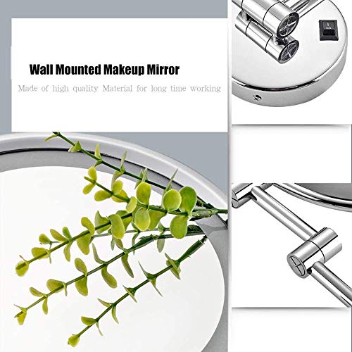 Image of 8 Inch LED Lighted Wall Mounted Makeup Mirror with Magnification, Double Sided Swivel Vanity for Bathroom, 360 Degree Rotation, Flexible Gooseneck, and Locking Suction ( Color : Bright Silver