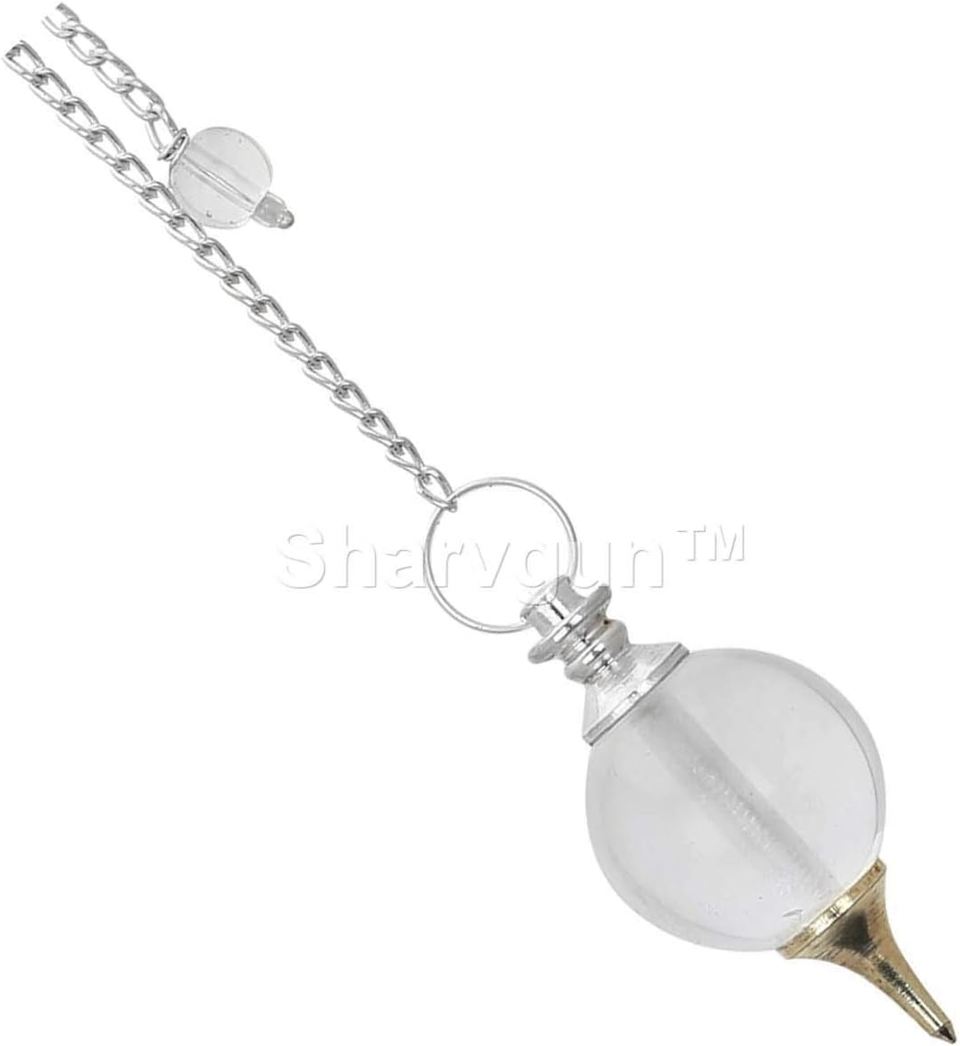 SharvgunTM Clear Quartz Stone Ball Dowsing Pendulam Spiritual Healing Reiki Energy Stone