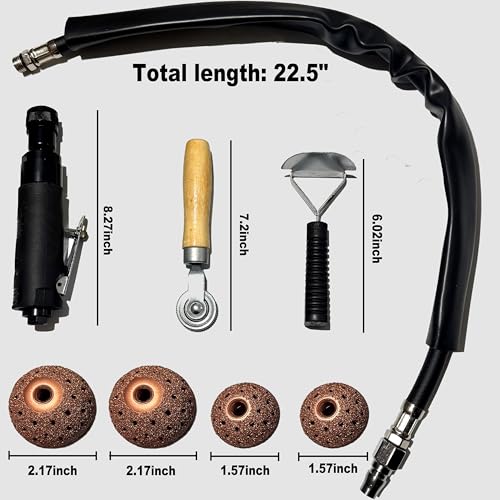 Image of Car Air Tire Repair Polish Patch Tools Set, Include 2500rpm Low Speed Air Tire Buffer Tire Inner Liner Scrapper Patch Roller Tungsten Steel Buffing Wheel Head 40mm 55mm